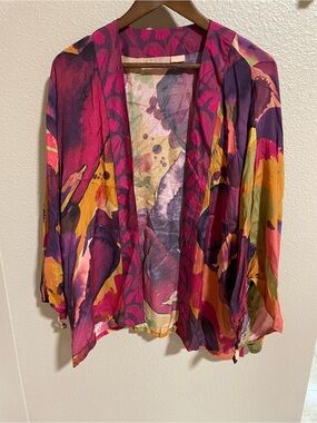 Women’s Multicolor Open-Front Lightweight Kimono Cardigan